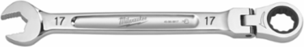 17mm Flex Head Ratcheting Combination Wrench, Chrome Vanadium Steel, 2.5 Arc