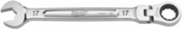 17mm Flex Head Ratcheting Combination Wrench, Chrome Vanadium Steel, 2.5 Arc