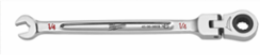 1/4 Inch Flex Head Ratcheting Combination Wrench, 5.28 Inch Length, Chrome Vanadium Steel