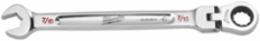 7/16 Inch Flex Head Ratcheting Combination Wrench, 2.5-Degree Arc Swing, Chrome Vanadium Steel