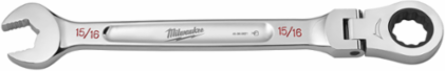 15/16 Inch Flex Head Ratcheting Combination Wrench, Chrome Vanadium Steel, 144 Positions