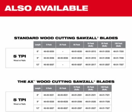6 Inch 5 TPI AXTM SAWZALL  Blade Set for Wood with Nails (5 PK)