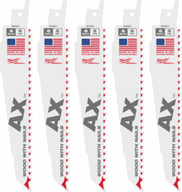 6 Inch 5 TPI AXTM SAWZALL  Blade Set for Wood with Nails (5 PK)