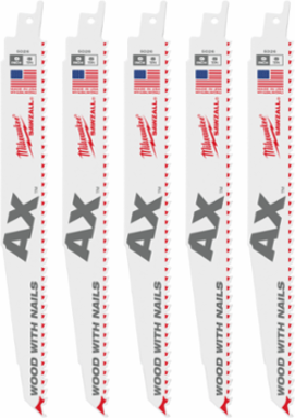 9 Inch 5 TPI AXTM SAWZALL Blade Set for Wood (5 Pack), Bi-Metal