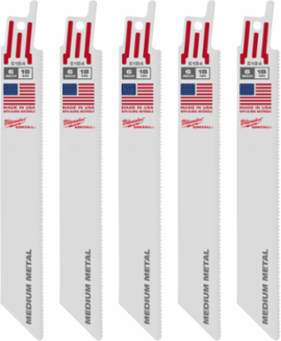 6 Inch 18 TPI SAWZALL® Blade for Medium Metal - 5 Pack, Bimetal Construction