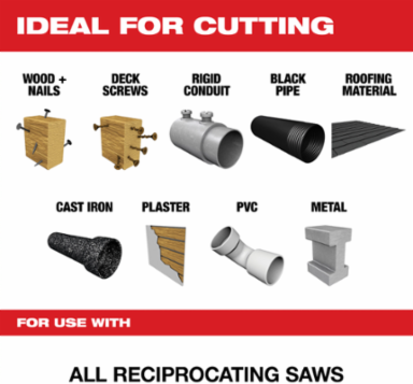 6 Inch WRECKERTM NITRUSTM Carbide SAWZALL  Blade, 6TPI for Multi-Material Cutting