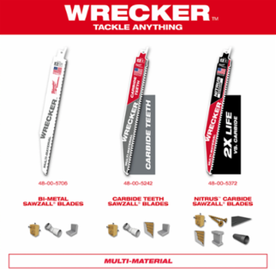 9 Inch WRECKERTM SAWZALL  Blade, 6 TPI, All-Purpose, Carbide Tipped