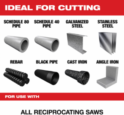9 Inch 8 TPI NITRUS Carbide SAWZALL Blade Set for Cast Iron (3 PK)