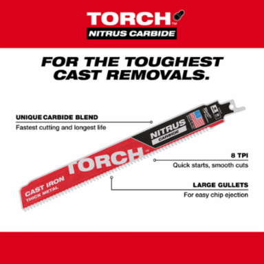 9 Inch 8 TPI NITRUS Carbide SAWZALL Blade Set for Cast Iron (3 PK)