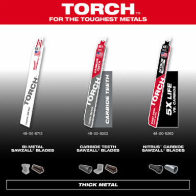 6 Inch 10 TPI TORCHTM SAWZALL  Blade Set for Thick Metal (5 Pack)