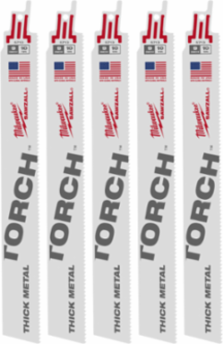 6 Inch 10 TPI TORCH™ SAWZALL® Blade Set for Thick Metal (5 Pack)
