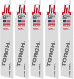 6 Inch 24 TPI TORCH™ SAWZALL® Blade Set for Thin Metal (5 PK)