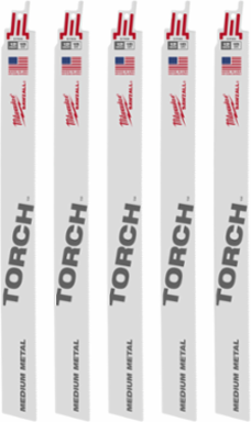 12 Inch 18 TPI TORCHTM SAWZALL  Blades for Medium Metal (5 Pack)