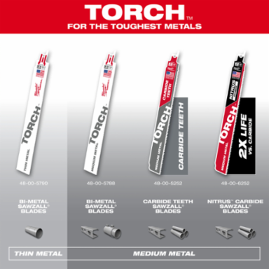 9 Inch 24 TPI TORCH™ SAWZALL® Blades for Metal Cutting (5 Pack)