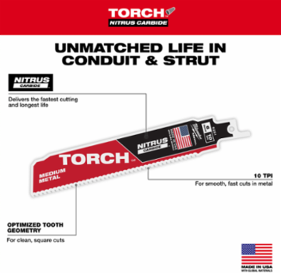 6 Inch 10 TPI NITRUS Carbide SAWZALL Blade for Medium Metal
