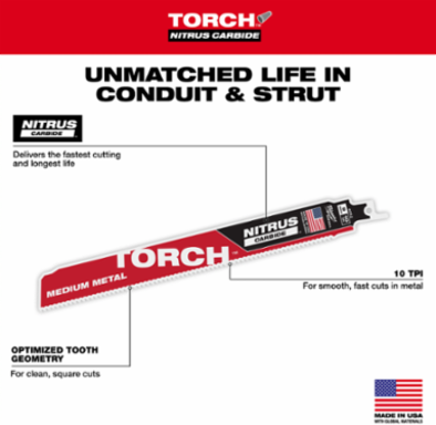 9 Inch 10 TPI TORCH™ SAWZALL® Blade Set for Medium Metal (3 PK)