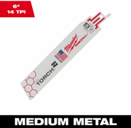 6" 14 TPI TORCH™ SAWZALL® Blade for Medium Metal Bulk 25