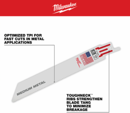 9 Inch 18 TPI SAWZALL Blade for Medium Metal, Thin Kerf, Steel