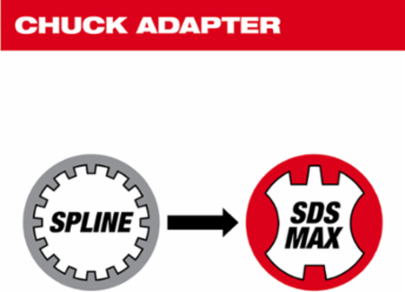 Spline to SDS Max Adapter, Steel, 1/8 Inch Shank Diameter