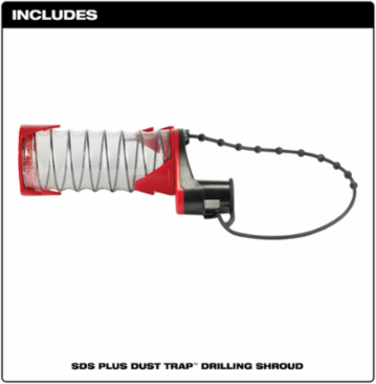 SDS-Plus DUST TRAP™ Drilling Shroud, 12.48 Inch Length, Universal Fit, OSHA Compliant