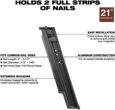 M18 FUEL™ 21 Degree Framing Nailer Extended Capacity Magazine, 83 Nail Capacity