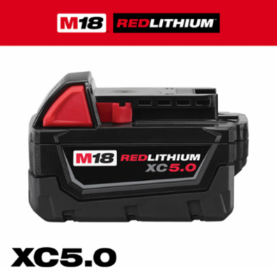 M18TM REDLITHIUMTM XC 5.0Ah Battery Pack, 18V, 1.8 lbs, Lithium Ion