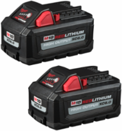 M18™ REDLITHIUM™ HIGH OUTPUT™ XC 6.0Ah Battery Pack, 2 Pack, 18V, 2.3 lbs