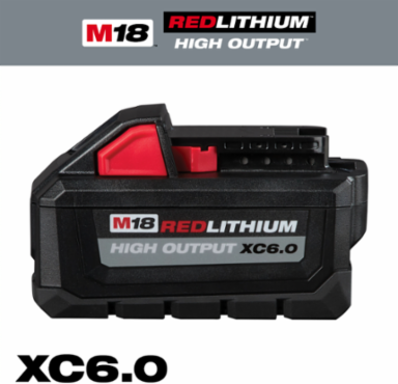 M18 REDLITHIUM HIGH OUTPUT XC 6.0Ah Battery Pack, 2.3 lbs, 18V