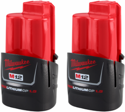 M12™ REDLITHIUM™ 1.5Ah Compact Battery Pack (2 Pack, Lithium Ion)