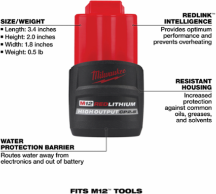 M12™ REDLITHIUM™ HIGH OUTPUT™ CP2.5 Battery Pack