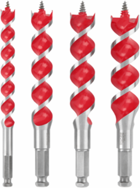 4-Piece 6-1/2 Inch Spur Auger Bit Set, 1/2"-1" Diameter