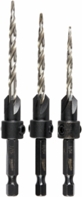 3PC Countersink Bit Set with 9/64 Inch, 11/64 Inch, 3/16 Inch Bits