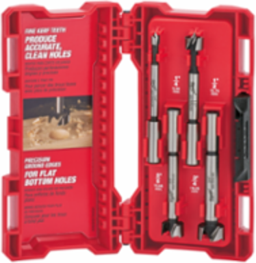 4PC Forstner Bit Set, 1/4 Inch to 3/4 Inch Diameter, Alloy Steel