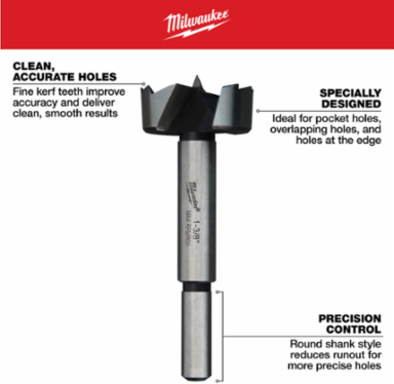5/8 Inch Forstner Bit, Alloy Steel, 3.5 Inch Length