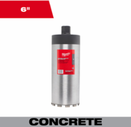 6 Inch Diamond Premium Wet Core Bit, 15 Inch Length, Threaded Cap
