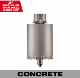 SDS-Plus Thin Wall Carbide Tipped Core Bit 2 Inch, Usable Depth 2-13/16 Inch