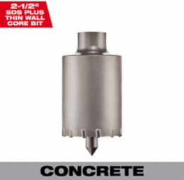 SDS Plus 2-1/2 Inch Carbide Tipped Core Bit, Usable Depth 3 Inch