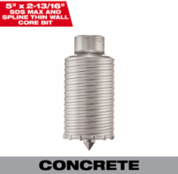 SDS Max Thin Wall Carbide Tipped Core Bit 5 Inch, Usable Depth 3 Inch