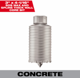 SDS-Max 3 Inch Thick Wall Carbide Tipped Core Bit, 4-1/16 Inch Cutting Depth
