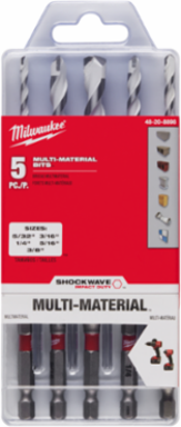 SHOCKWAVE Impact Duty 5-Piece Carbide Multi-Material Drill Bit Set, 5/32" - 3/8" x 6"