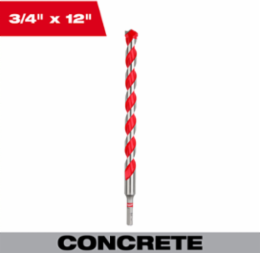 3/4 Inch x 10 Inch x 12 Inch Carbide Hammer Drill Bit, Precision Ground Carbide