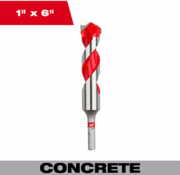 1 Inch x 4 Inch x 6 Inch Carbide Hammer Drill Bit, Percussion, 3-Flat Shank