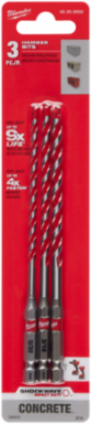 3PC SHOCKWAVE Impact Duty Carbide Hammer Drill Bit Set, 5/32" to 1/4" x 4" x 6"