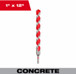 1 Inch x 10 Inch x 12 Inch Carbide Hammer Drill Bit, 3-Flat Shank, POWER TIP™