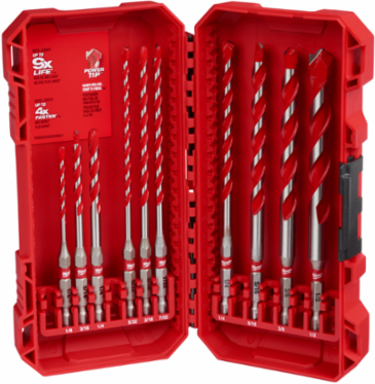 SHOCKWAVE Impact Duty 10-Piece Carbide Hammer Drill Bit Set, Sizes up to 1/2 Inch