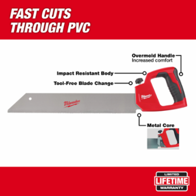 18 Inch PVC/ABS Saw with Tool-Free Blade Change and Metal Core Body