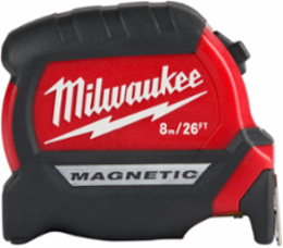 26 Ft Compact Magnetic Tape Measure, Impact-Resistant, Nylon Protection
