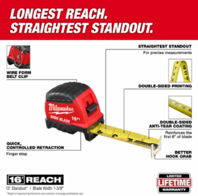 16ft Wide Blade Tape Measure