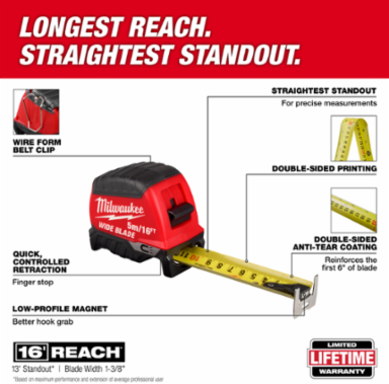 5m/16ft Wide Blade Magnetic Tape Measure