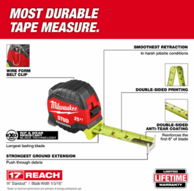25ft STUD™ Tape Measure with Engineer's Scale